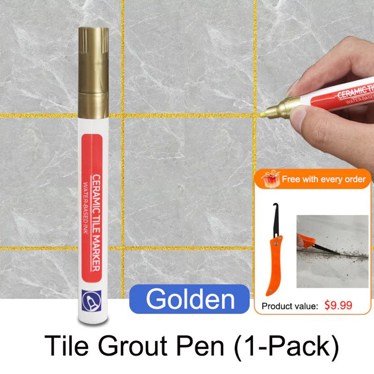 Anti-Mold Waterproof Tile Grout Repair Pen – Quick-Dry Grout Color Restorer