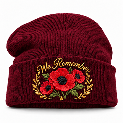 'Lest We Forget' Poppy Embroidered Beanie
