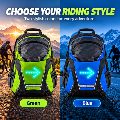 🚴 LED Turn Signal Cycling Backpack – Wireless Remote Control & Rear Safety Lights