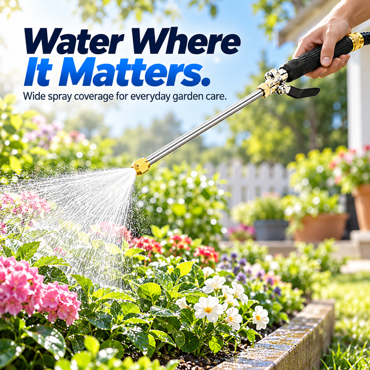 💧 High-Pressure Long-Reach Garden Hose Spray Wand with Jet & Fan Tips 🌿
