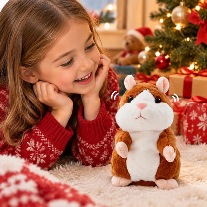🐹🎁50% OFF NOW! Talking Hamster Plush Toy – Repeats What You Say, Auto Head Shaking Interactive Stuffed Animal, Hilarious Educational Toy for Kids & Party Fun