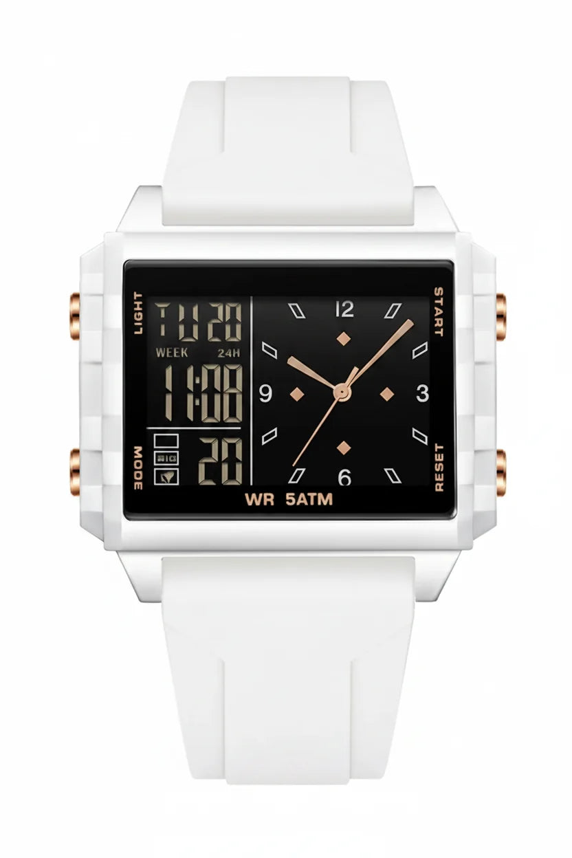 Analog-Digital Sport Watch – Waterproof, Luminous & Multi-Function