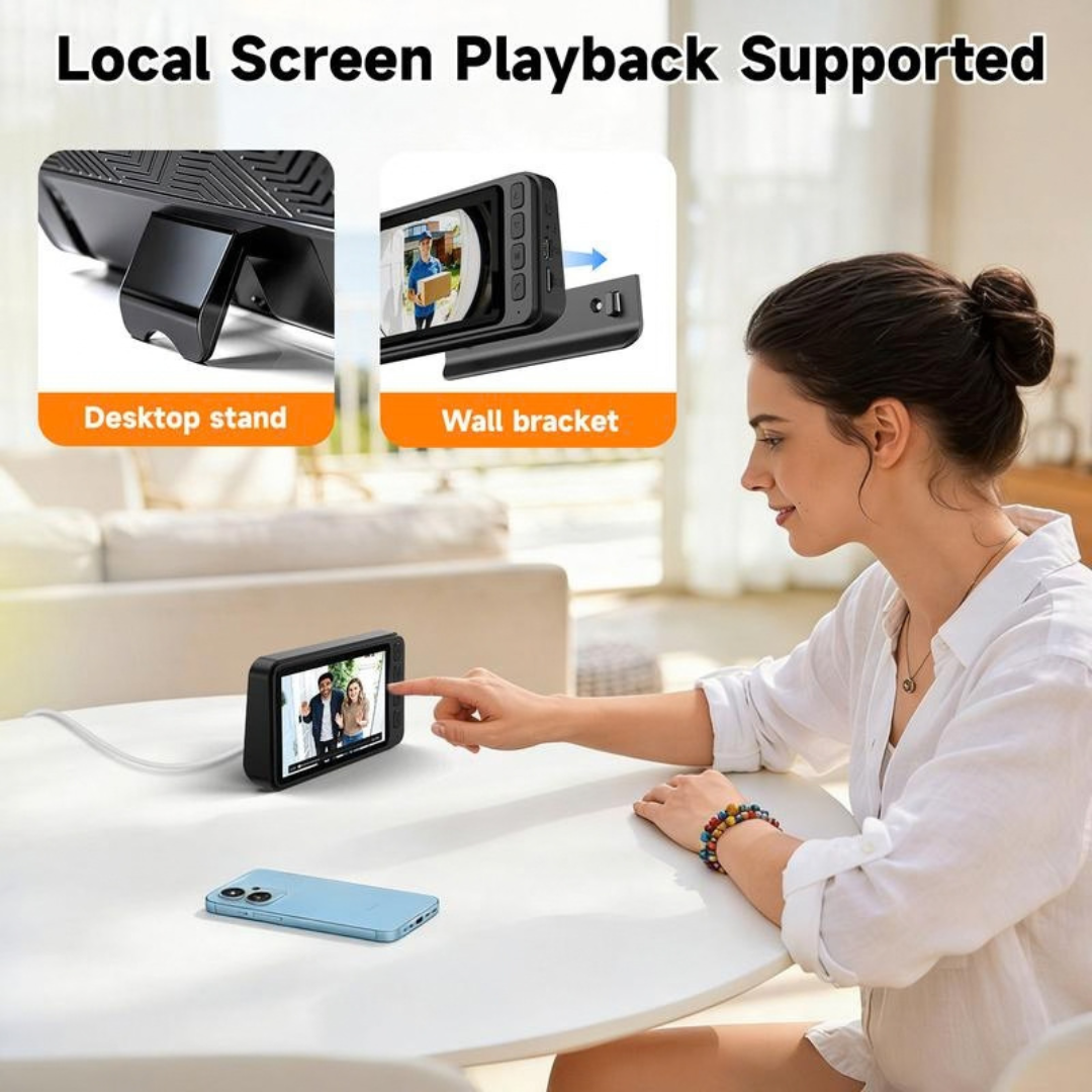 🔔1080P Video Doorbell with 4.3″ Indoor Monitor— No App or Home Wi-Fi