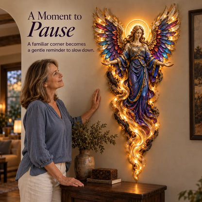 ✝️ Heavenly Radiance Lighted Angel Wall Sculpture | Gabriel or Michael
