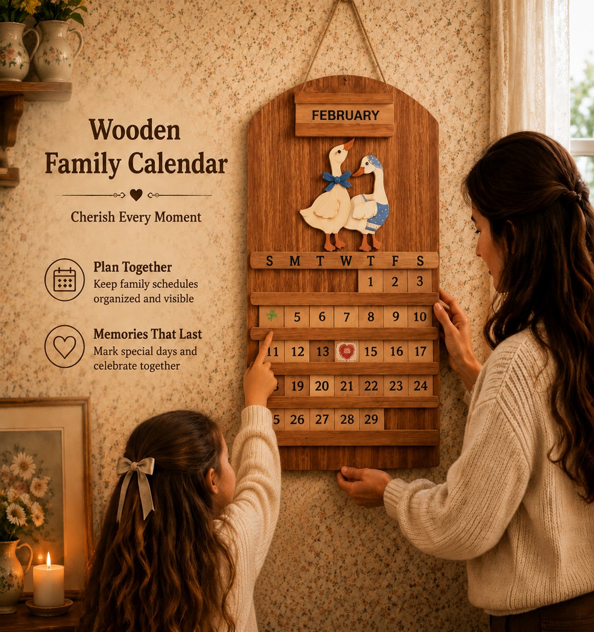 🎉🎄 Festive Wooden Perpetual Calendar