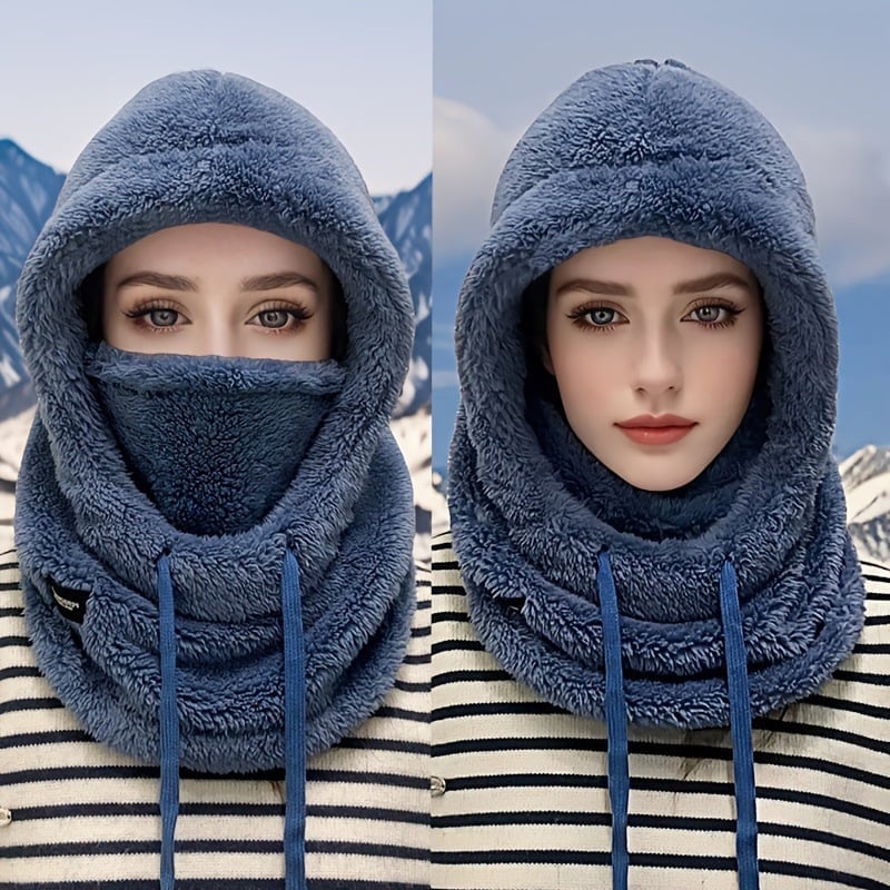 🎉2026 Women's Fleece Hooded Winter Cycling Mask and Hat for Cold Weather