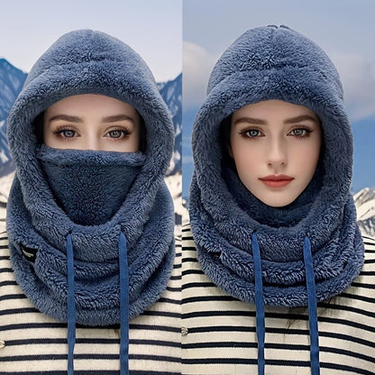 🎉2026 Women's Fleece Hooded Winter Cycling Mask and Hat for Cold Weather