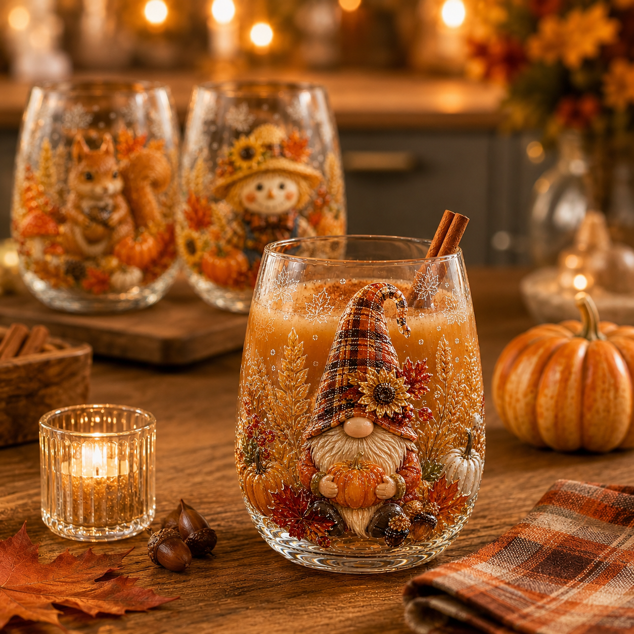 🍂Autumn Harvest 2D Glass Cup Gift Set – 6 Festive Designs