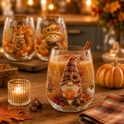 🍂Autumn Harvest 2D Glass Cup Gift Set – 6 Festive Designs