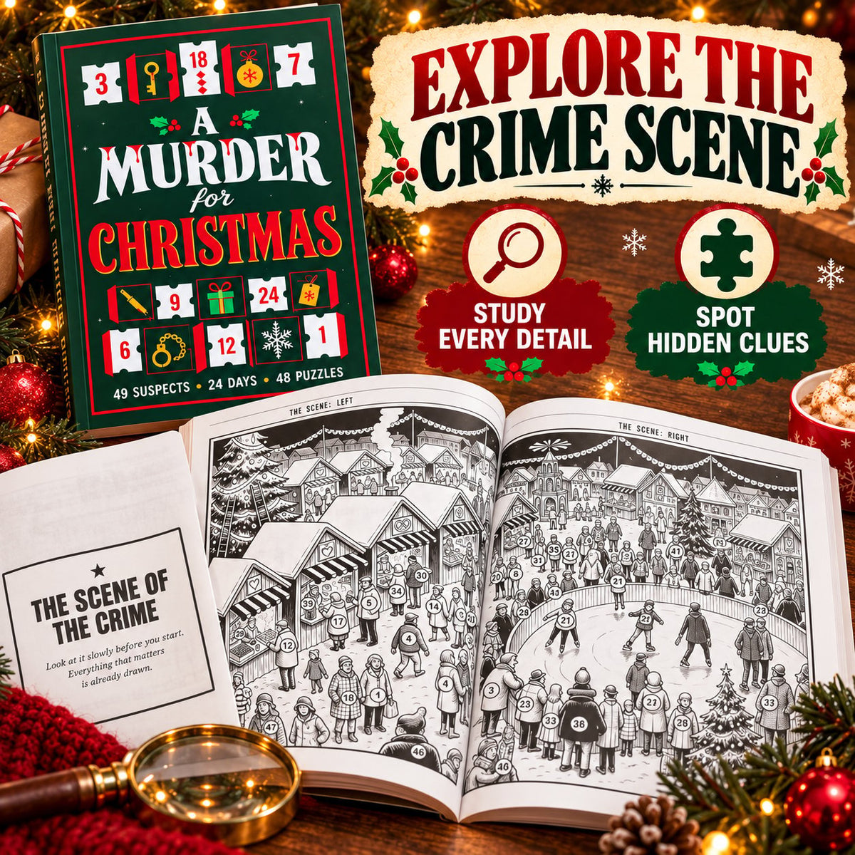 🎄🔍 Christmas Murder Mystery Book — 24 Days to Solve the Crime!