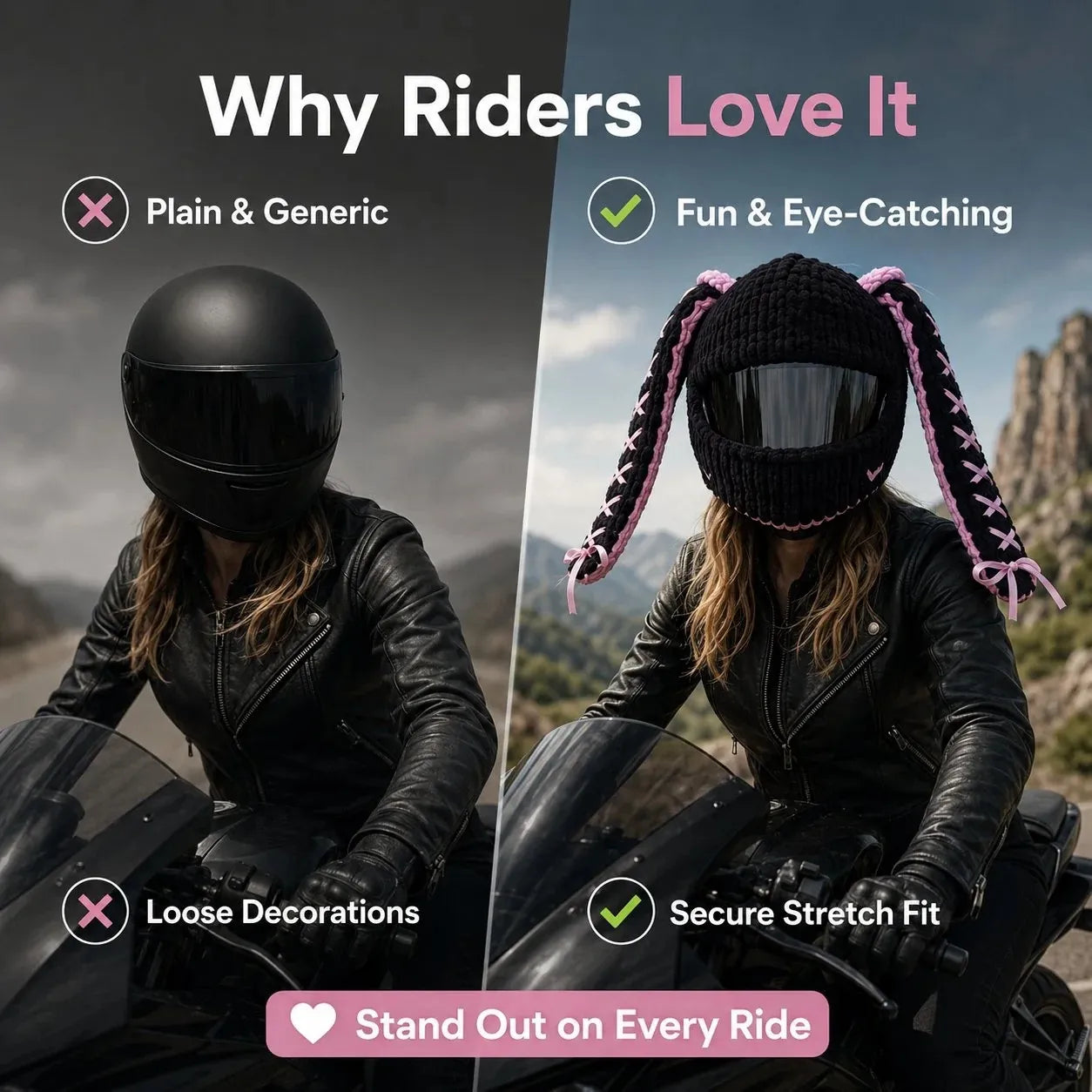 🏍Handmade Helmet Cover |Cute Knit Helmet Topper forMotorcycle & Bike Helmets