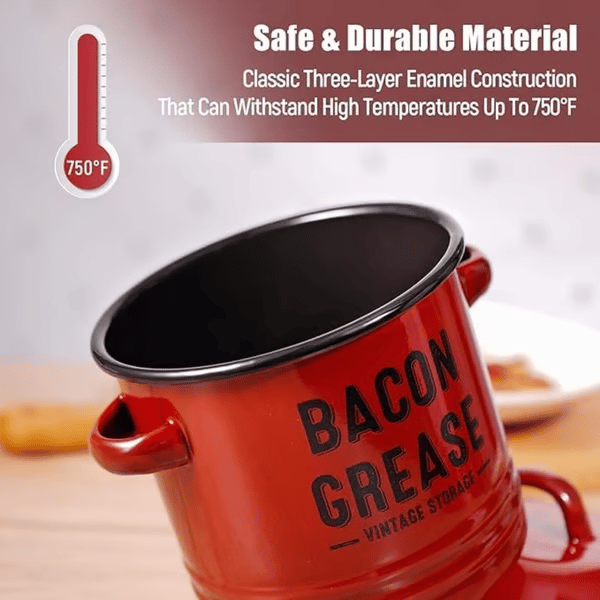 🔥Last Day 49% OFF🎁46 oz bacon grease container with strainer and food-grade silicone spatula