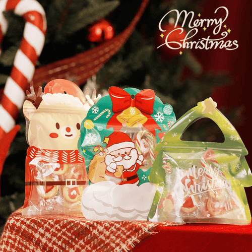 🎄Christmas Treat Bags, Kids Xmas Sealable Bags With Handle 10 PCS❄️