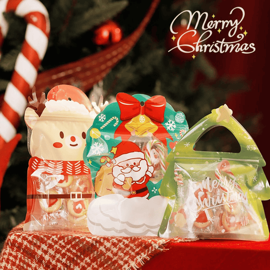 🎄Christmas Treat Bags, Kids Xmas Sealable Bags With Handle 10 PCS❄️