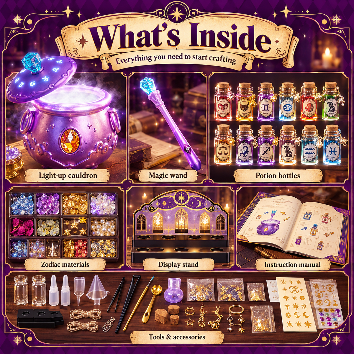 🔮✨ Starlit Wish Potion Lab – DIY Zodiac Magic Potion Making Kit