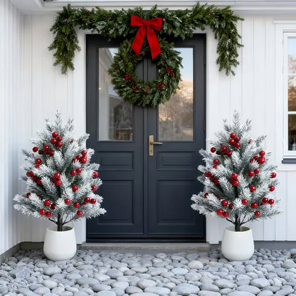 Artificial Cedar Trees with Red Berries