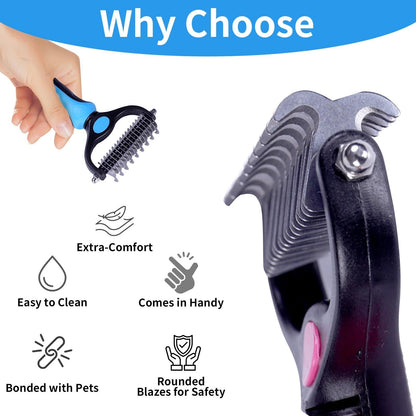 🐶FLASH SALE: 50% OFF! ✨2-in-1 Pet Grooming Brush – Deshed, Detangle & Smooth