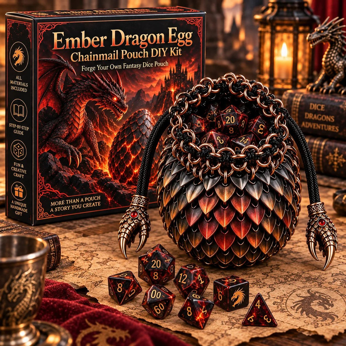 Dragon Egg Chainmail Pouch DIY Kit – 8 Fantasy Styles