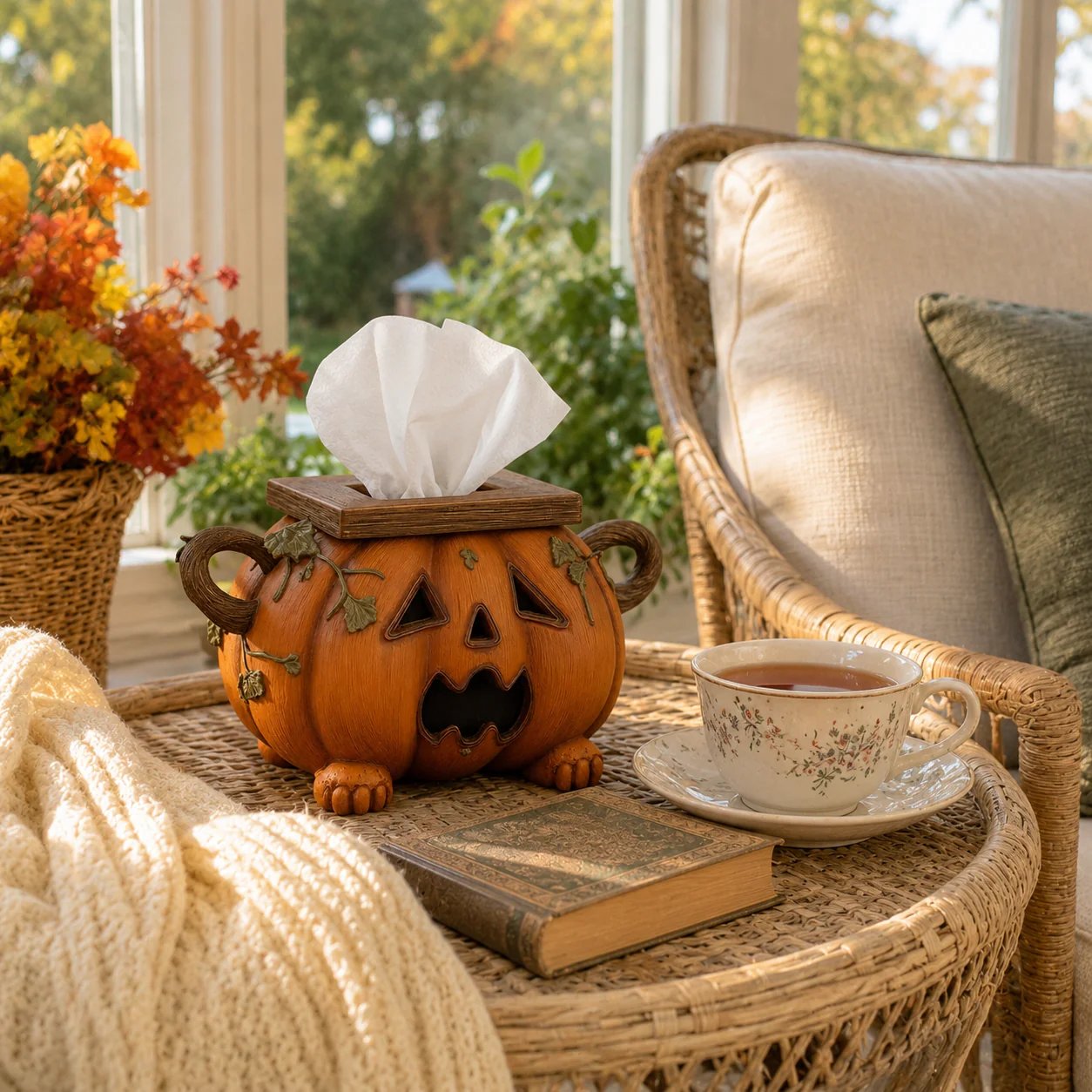 Whimsical Halloween Pumpkin Tissue Box Cover