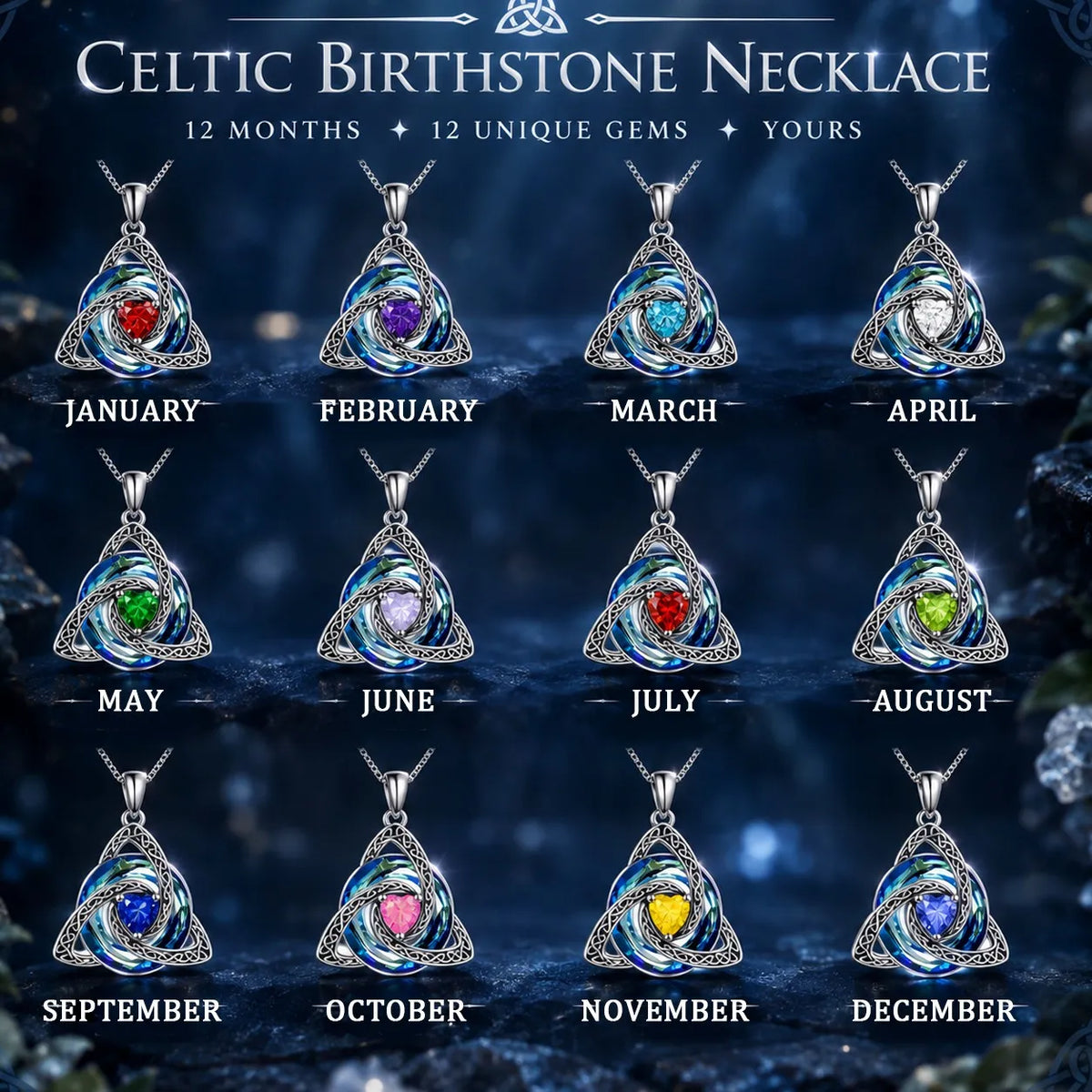 Birthstone Celtic Knot Necklace for Women