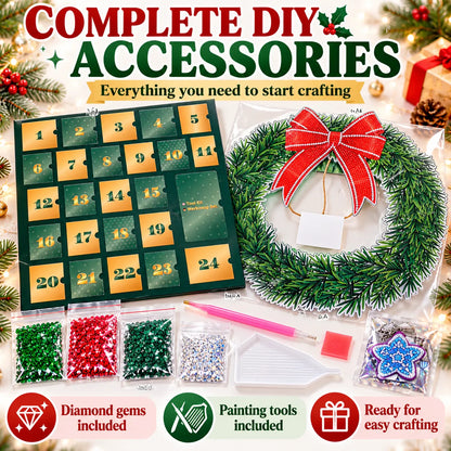 💎🎄 Beginner-Friendly 24-Day Diamond Art Wreath Advent Calendar – Craft Your Christmas Countdown