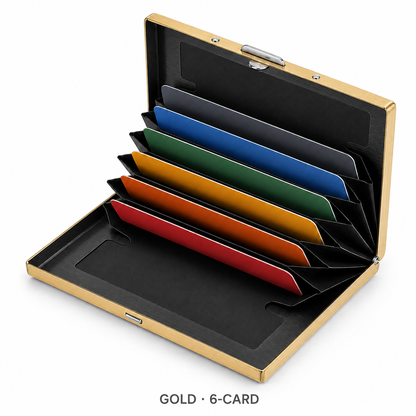 RFID Blocking Stainless Steel Card Wallet – Slim Pop-Up Accordion Card Holder with Cash Slot