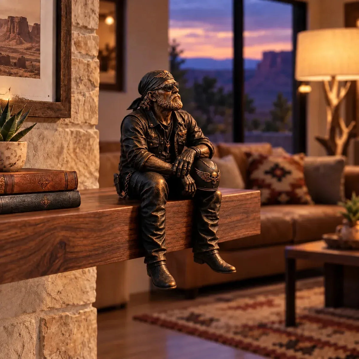 ⏳ Last Day 49% OFF – 🏍️ Old Biker Soul Shelf Sitter | 5 Rustic Rider Designs with Antique Bronze-Look Finish 🤎