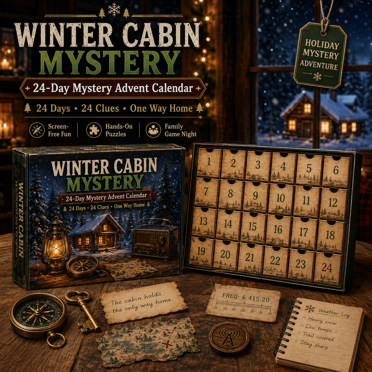 🎄🔎 Mystery Adventure Advent Calendar -24 Days, 24 Clues, One Final Reveal