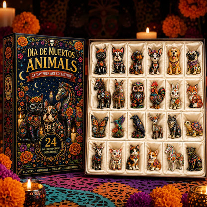 Día de Muertos Animals Advent Calendar 2026 – 24-Day Folk Art Animal Figurine Collection | 24 Unique Collector-Grade Miniatures