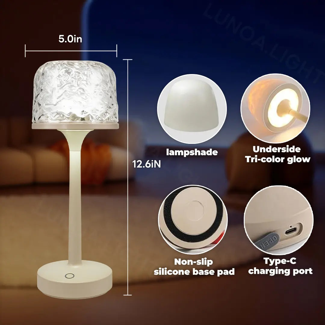 Aurora/Ocean Wave/Water Ripple Desk Lamp – 16-Color Ambient Table Lamp with Control