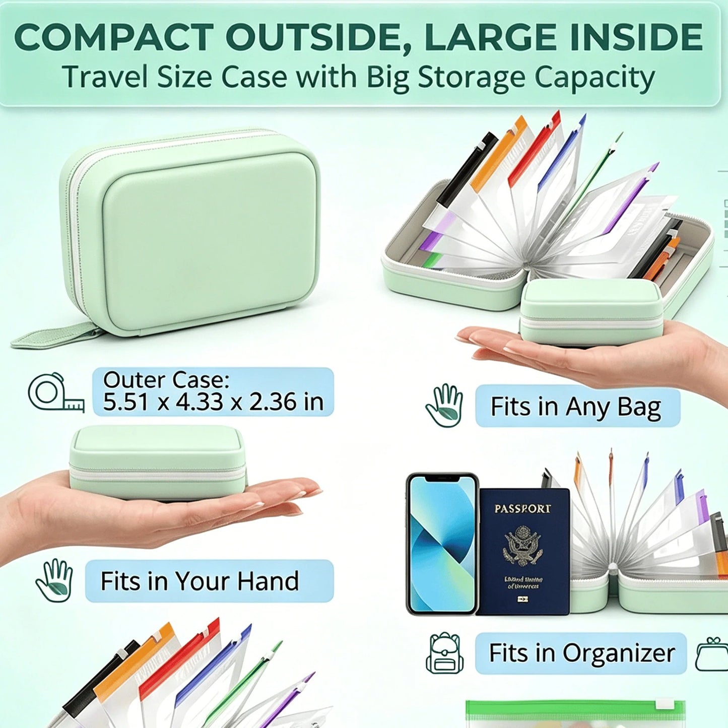 💊 A8 Waterproof 14 Color-Coded Pill Pouches Organizer – Portable Binder-Style Weekly Travel Medicine Storage Case for Pills, Vitamins & Supplements