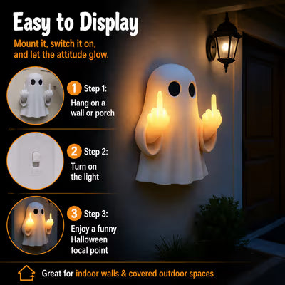 👻 Light-Up Rude Ghost Wall Decor – Funny Halloween Porch Decoration