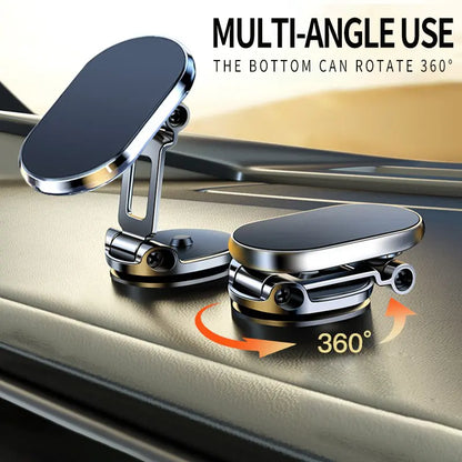 Foldable Magnetic Car Phone Holder, 360° Rotating Adjustable Dashboard Mount, Strong Magnetic Phone Stand