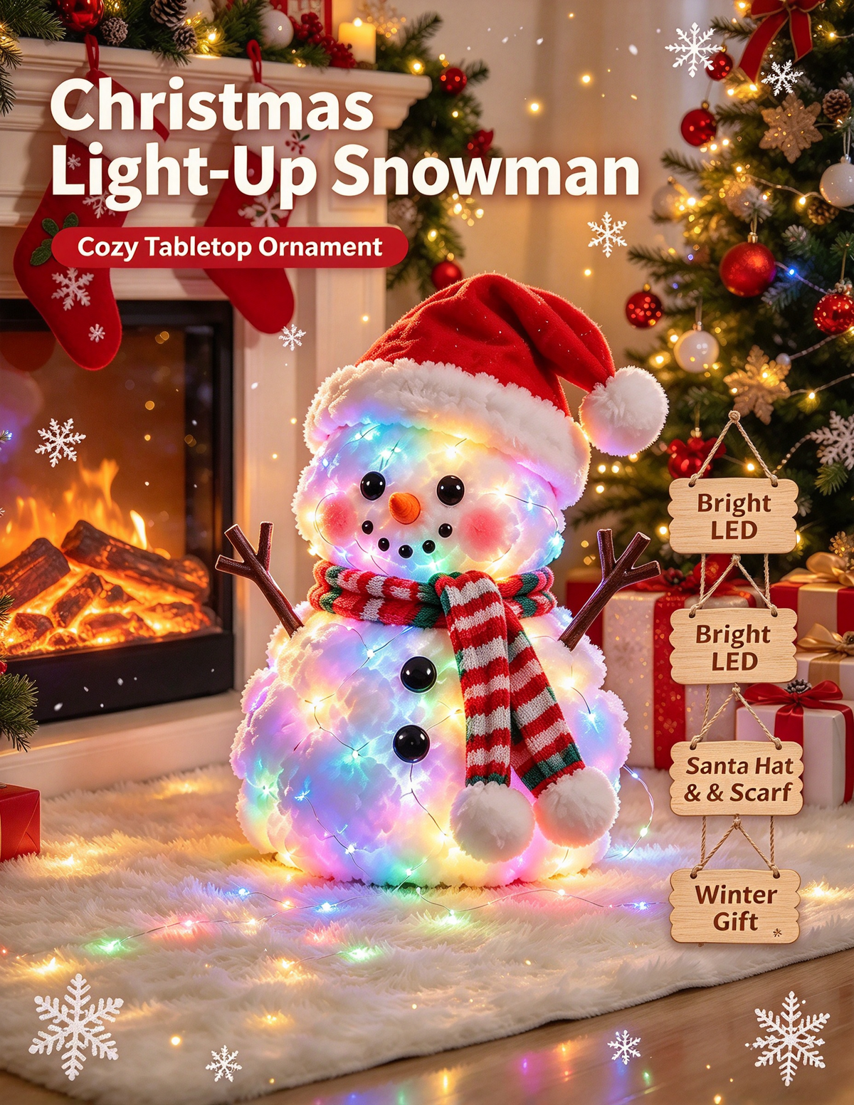 🔥 LAST DAY 49% OFF 🔥 Glowing Snowman Plush | Light-Up Christmas Tabletop Decoration 🎄⛄️