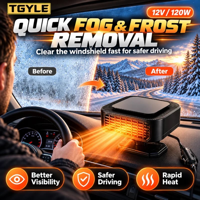 🌟✨ Portable Car Heater Defroster with 360-Degree Rotating Base