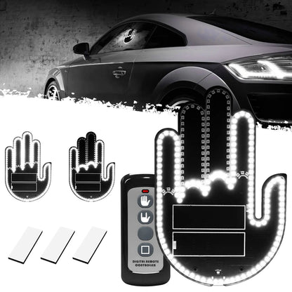 🎉DIBMS Remote Control LED Car Gesture Light – Rechargeable Finger Hand Sign for Rear Window