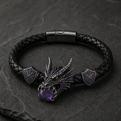 🐉 Dragonstone Guardian Bracelet | Sculpted Western Dragon Leather Bracelet – 6 Legendary Styles
