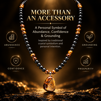 Tiger Eye & Black Bead Pendant Necklace