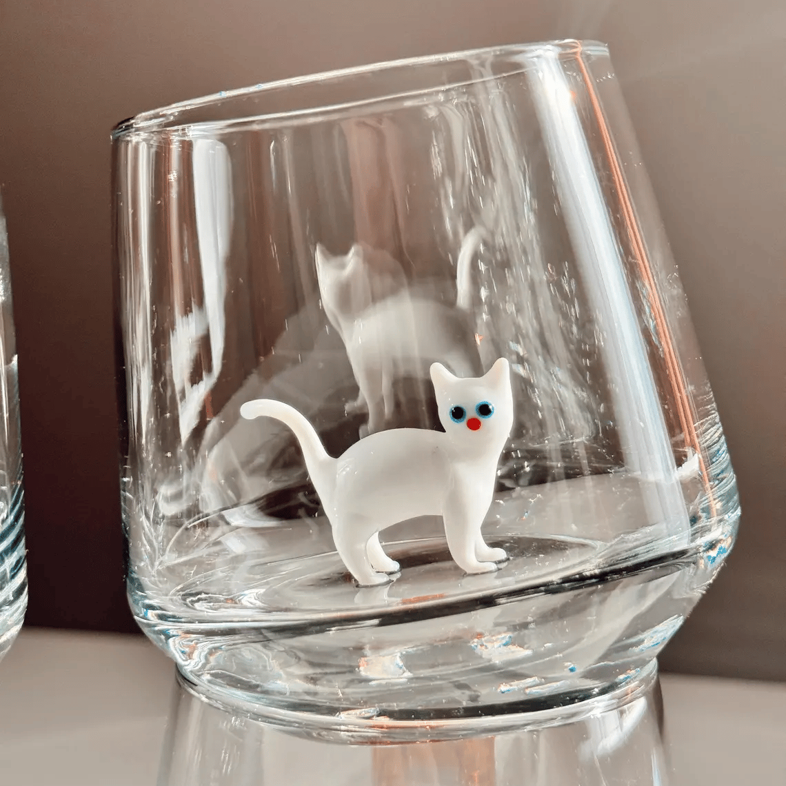 🐱 Handmade Glass Cat Wine Glass