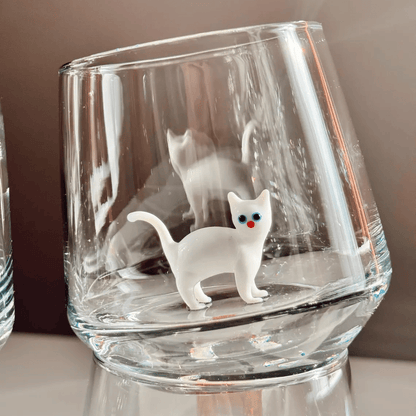 🐱 Handmade Glass Cat Wine Glass