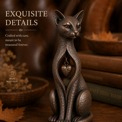 🐱 ❤️Last Day 50% OFF – Heritage Heart Cat Sculpture™ | Vintage Metal Keepsake for Cat Lovers