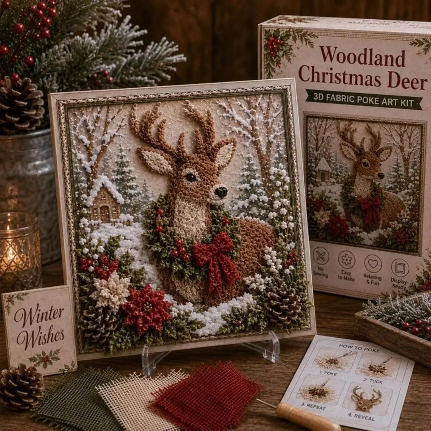 ✨Hot 30% OFF🌹🎄 3D Christmas Fabric Poke Art Kit