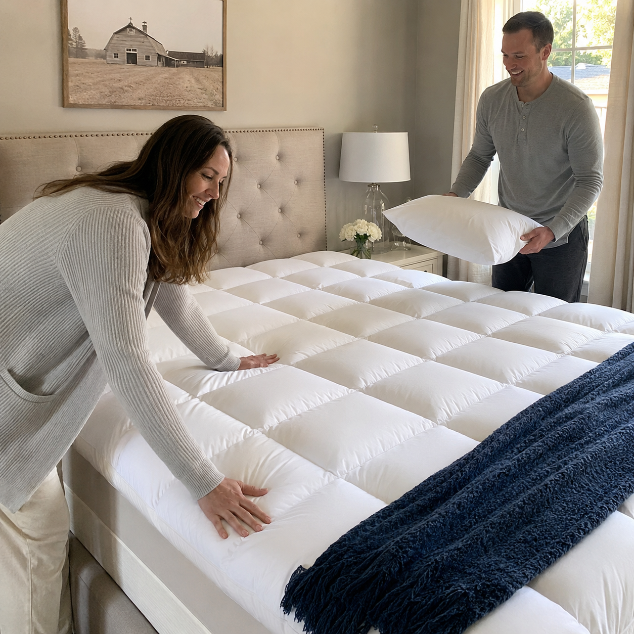 ☁️1000GSM Extra Thick Premium Quilted Mattress Topper