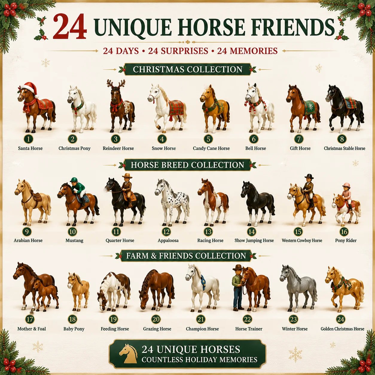 🐴 LAST DAY 49% OFF – 24 Days of Horse Friends Advent Calendar | 24 Unique Collectible Horse Figures & Equestrian Surprises for a Magical Christmas Countdown 🎄✨