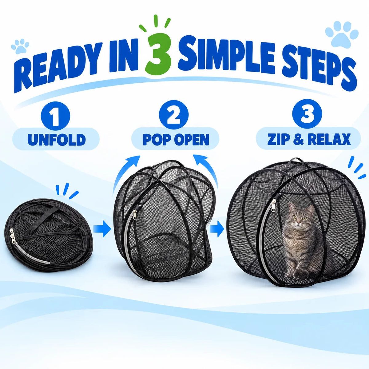 🐱🌿 Freshair Cat Haven™ – Pop-up Mesh Playpen