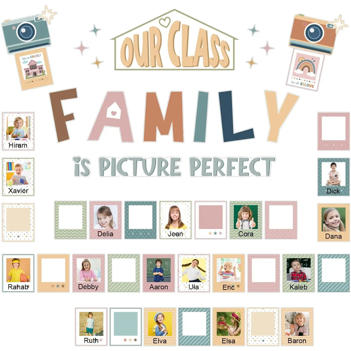 🏫'Our Class Is a Big Family' Photo-Frame Style Bulletin Board Decoration🎒
