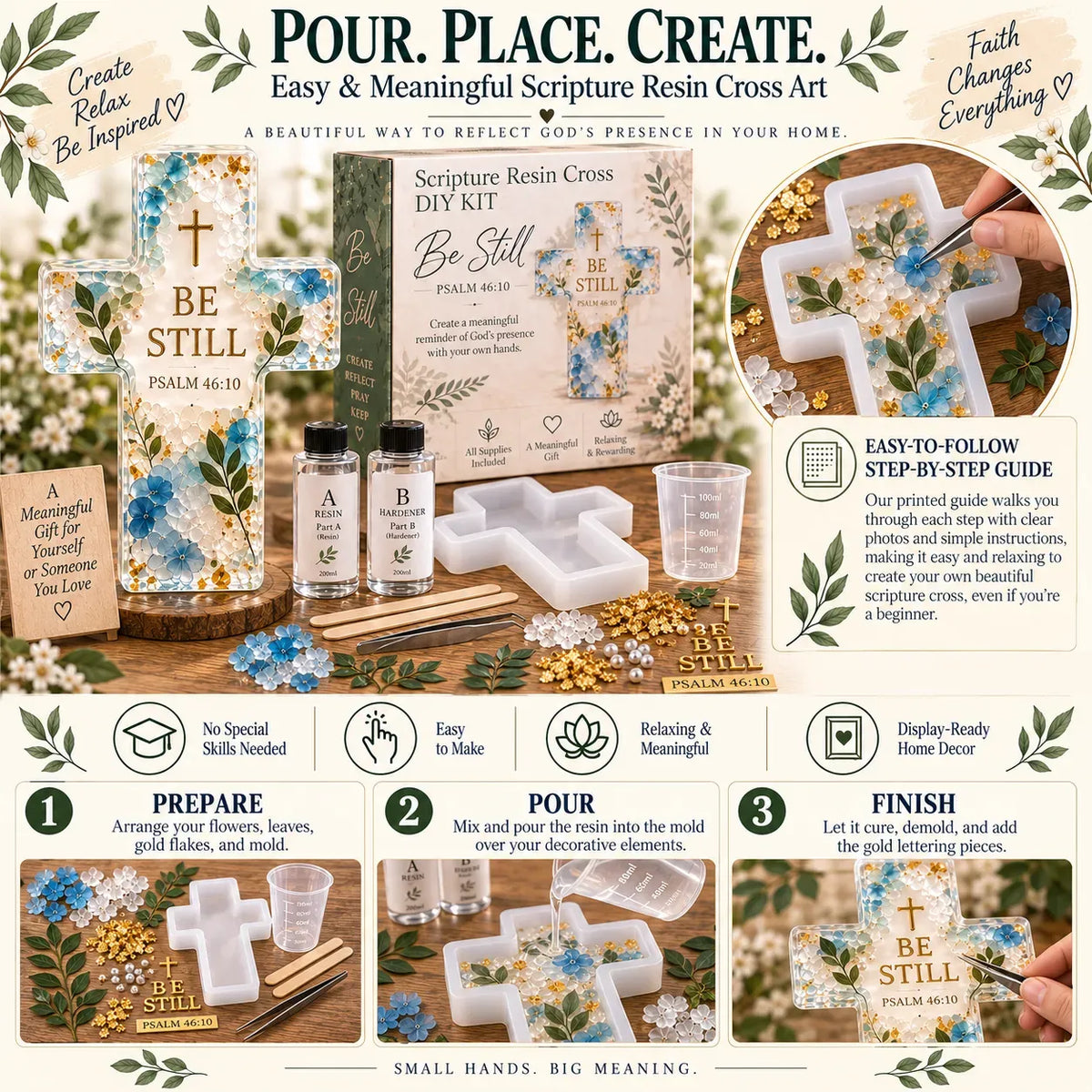 Psalms of Comfort &Strength Resin Cross DIY Kit