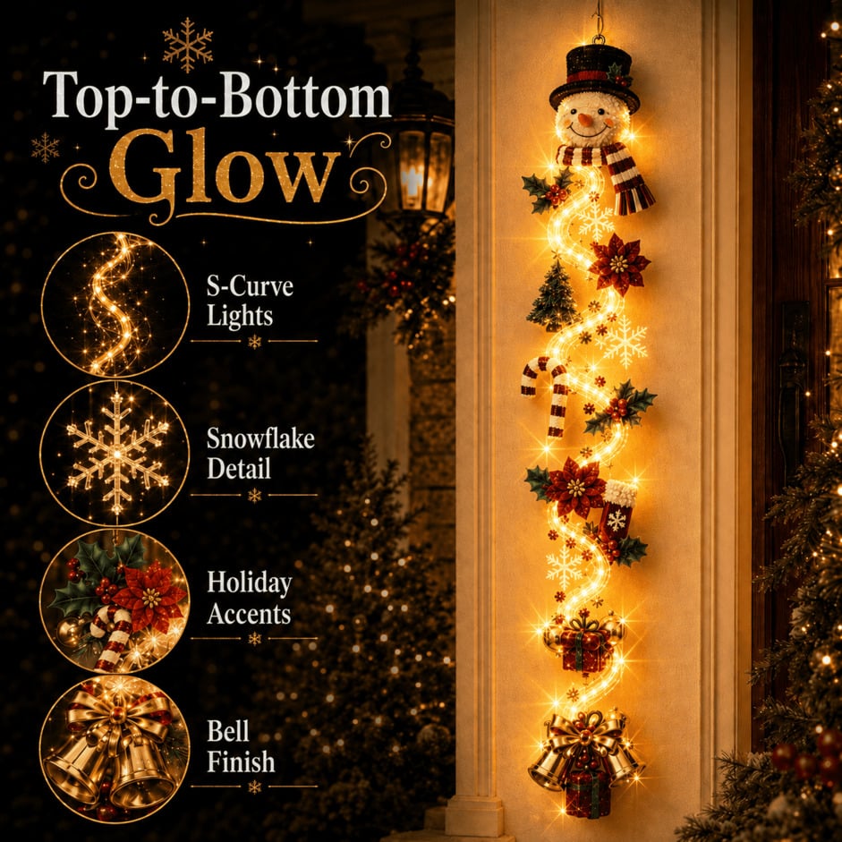 ⏳ Ultimo giorno: 49% DI SCONTO – 🎄 Decorazione natalizia luminosa da porta MerryCascade | 6 design festivi, luce calda, dettagli 3D & decorazione verticale salvaspazio ✨