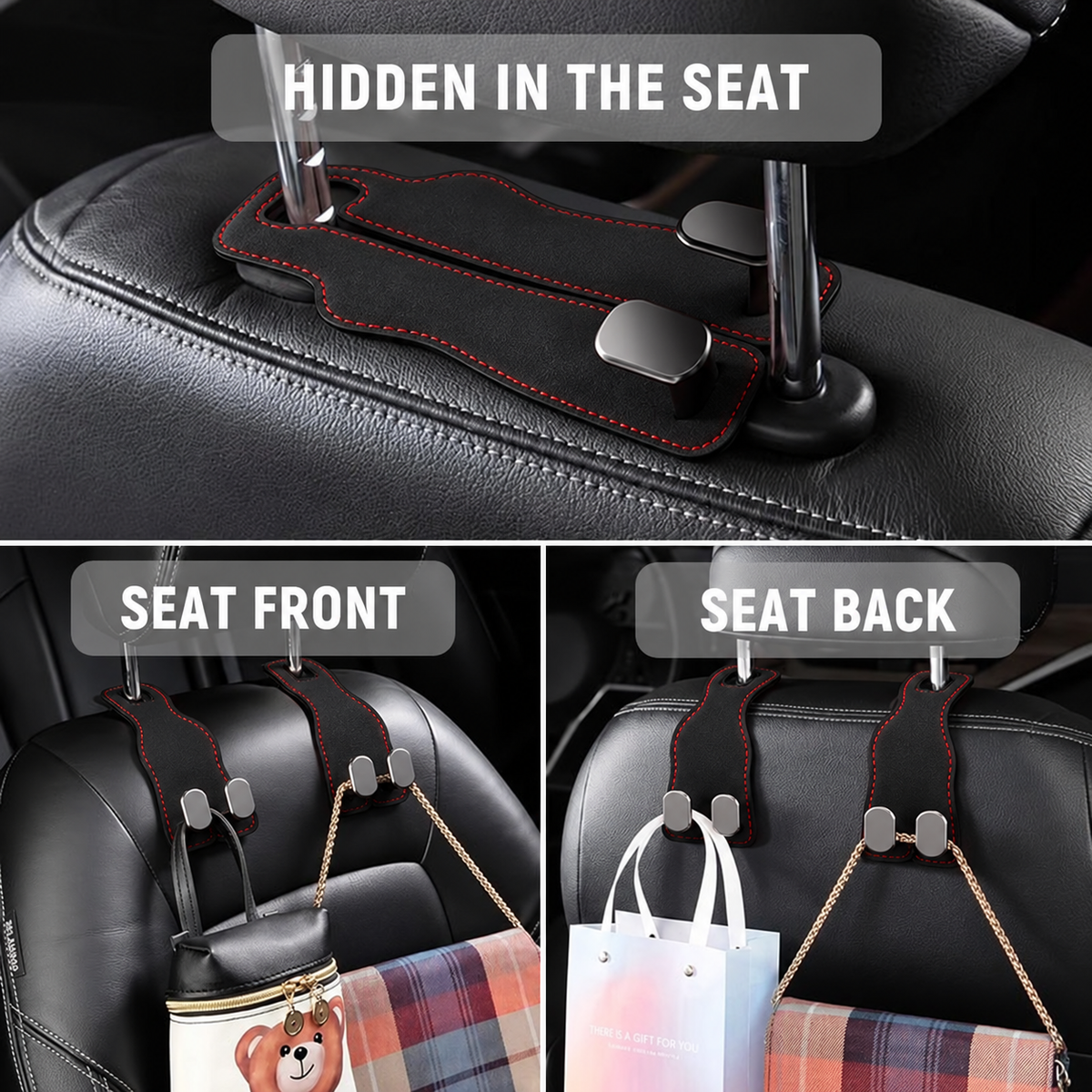 Suede Leather Car Seat Hook