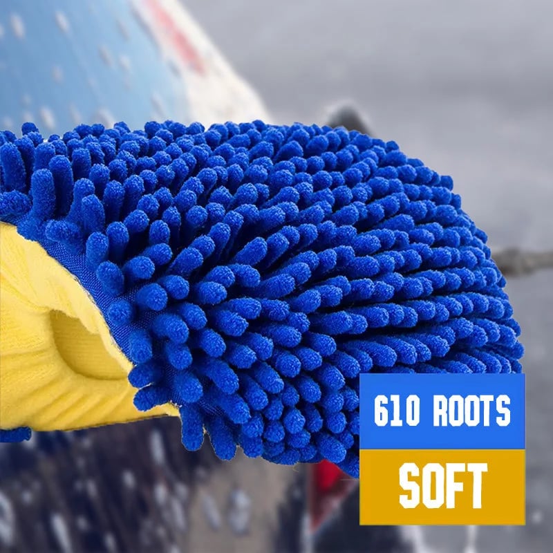 Soft microfiber car wash mop fibers close up